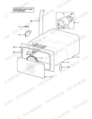 Взрыв-схема плиты (духовки) Electrolux EOU6365G - Схема узла H10 Main Oven Cavity (large)